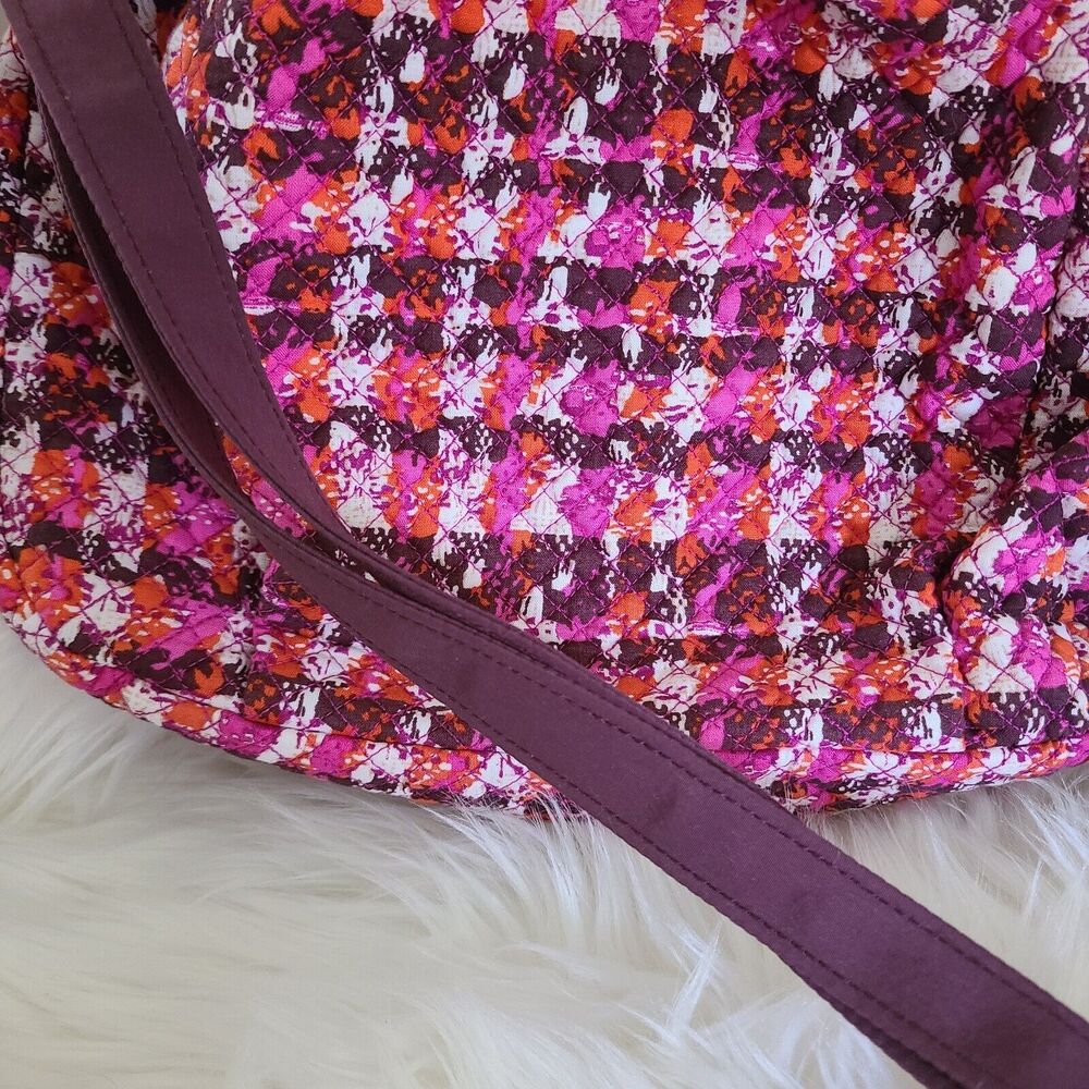 Vera Bradley Hadley Houndstooth Tweed Crossbody Pink Orange Purple Plum Bag Euc - Picture 3 of 4